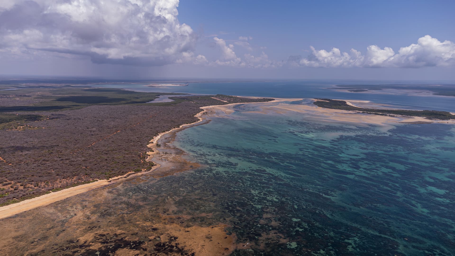 Aerial view of an East African coastline and reef — an Archipelagus working landscape
